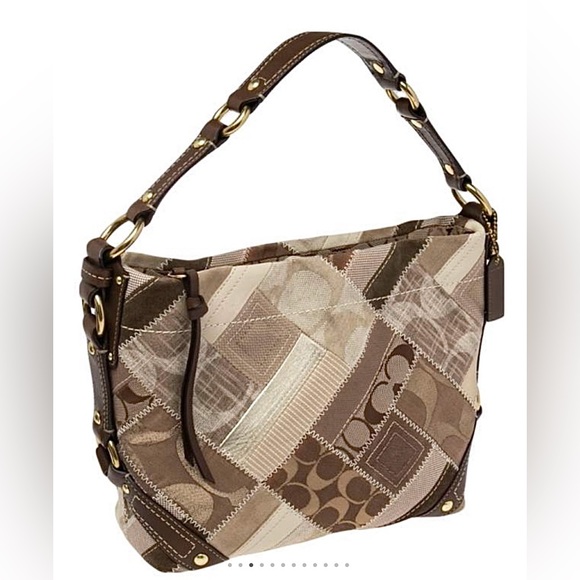 Coach Handbags - Coach Bag Vintage 08' Leather Suede Canvas Patchwork Hobo Shoulder Hand Bag EUC